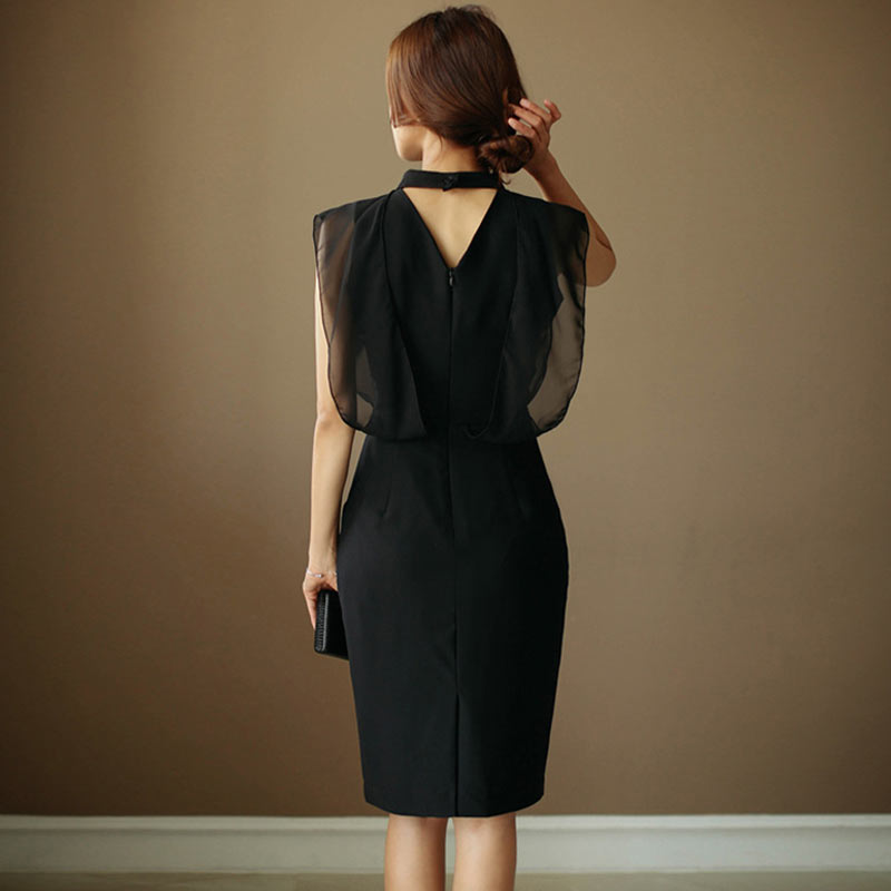 Classy Elegant Mesh Black Dress Modakawa