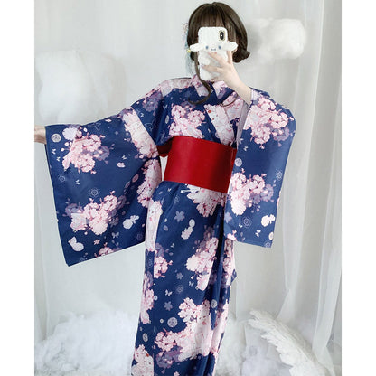 Vintage Cat Sakura Print Kimono Dress Modakawa