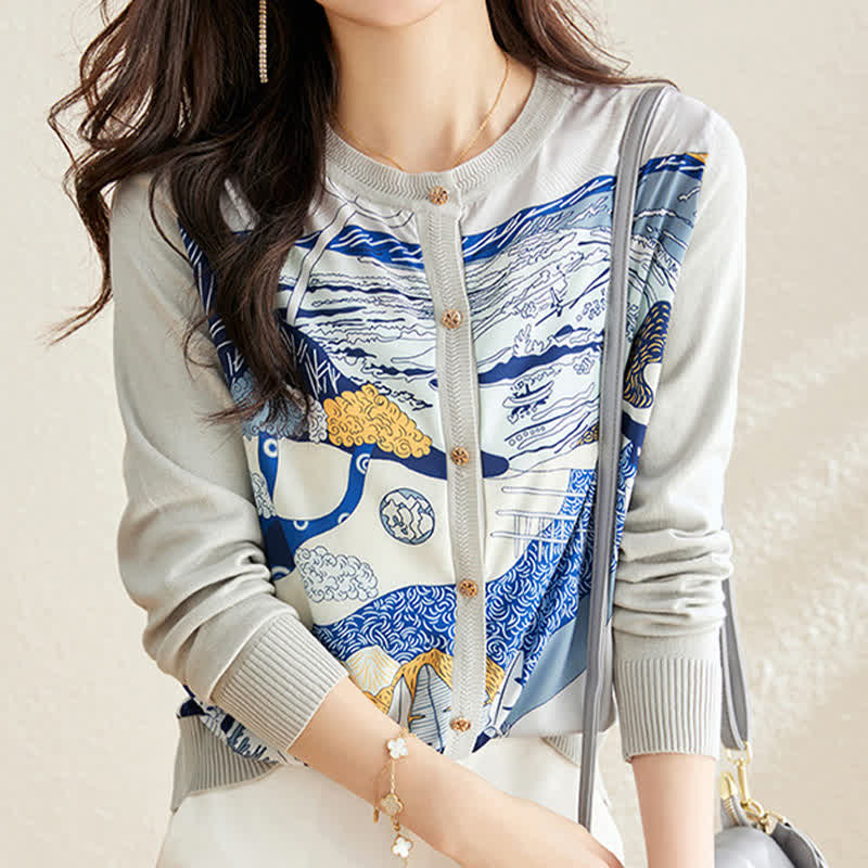 Light Gray Sweater Cardigan modakawa