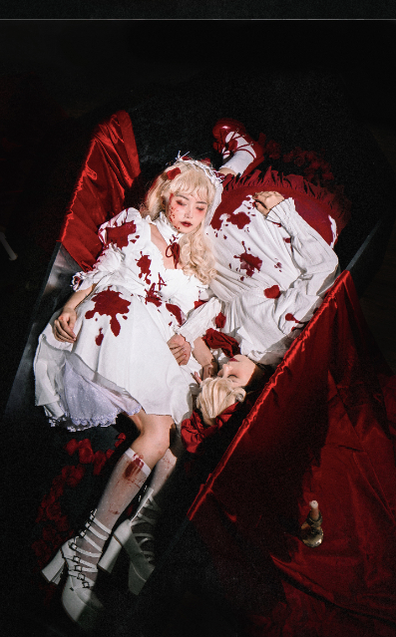 Halloween Gothic Lolita Blood Stained Lolita Dress Sing a lullaby for you