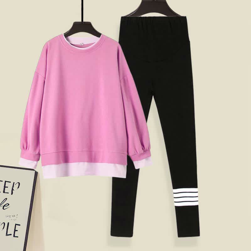 Casual Round Collar Sweatshirt Casual Leggings Set Modakawa