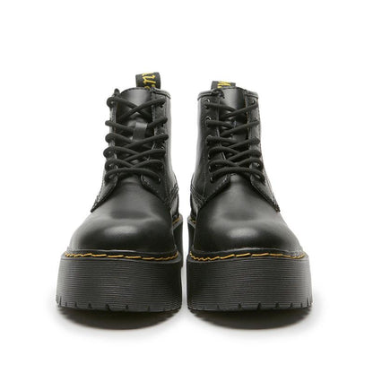 Leather Platform Lace Up Round Toe Martin Boots Modakawa