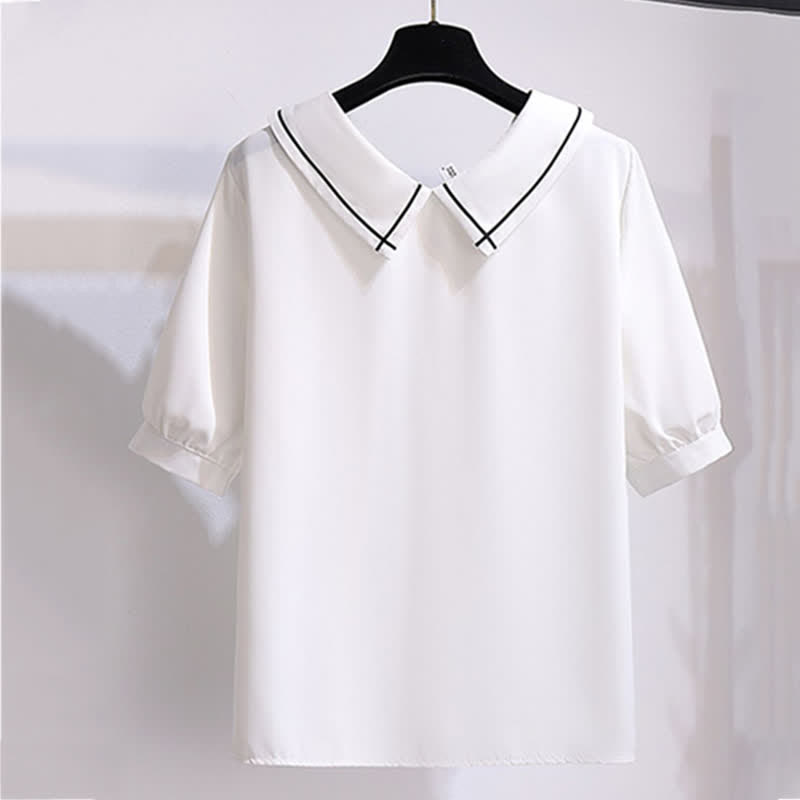 Chiffon T-Shirt High Waist Button Front Skirt modakawa