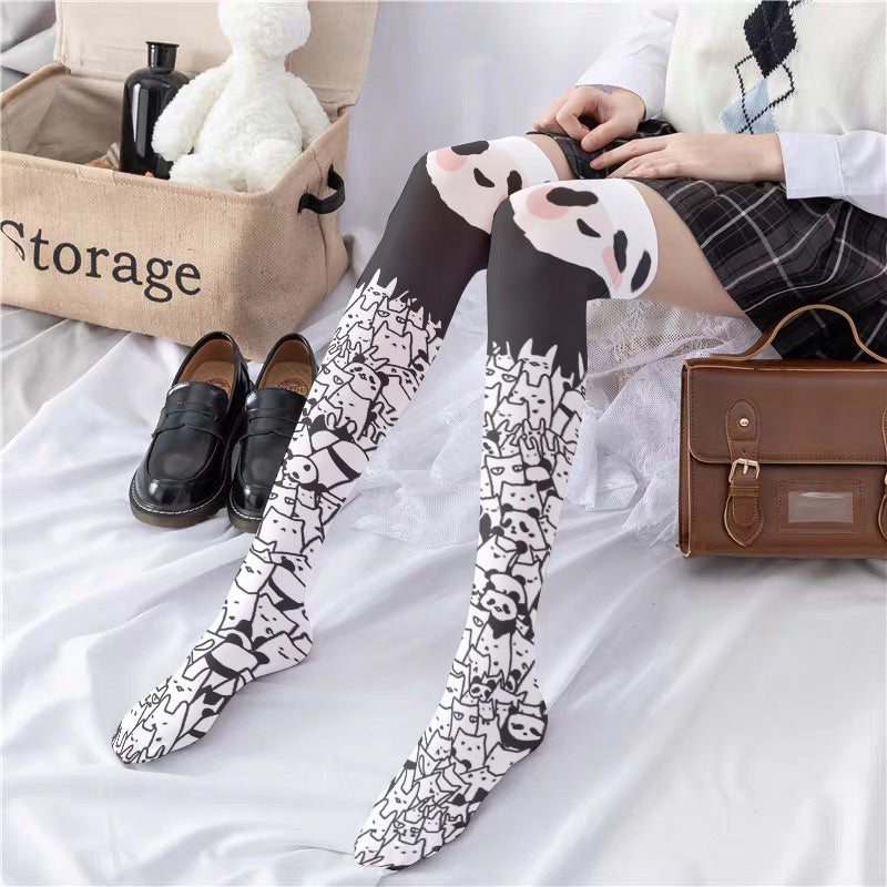 Cute Panda Pattern Print Lolita Stockings Modakawa