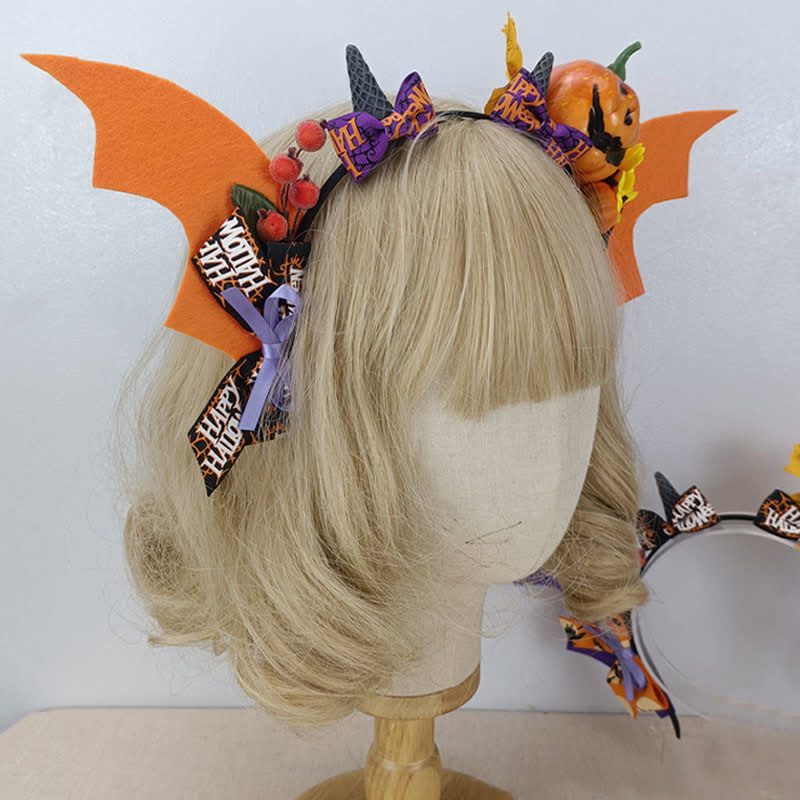 Pumpkin Bat Wings Headband Halloween Hair Accessory modakawa