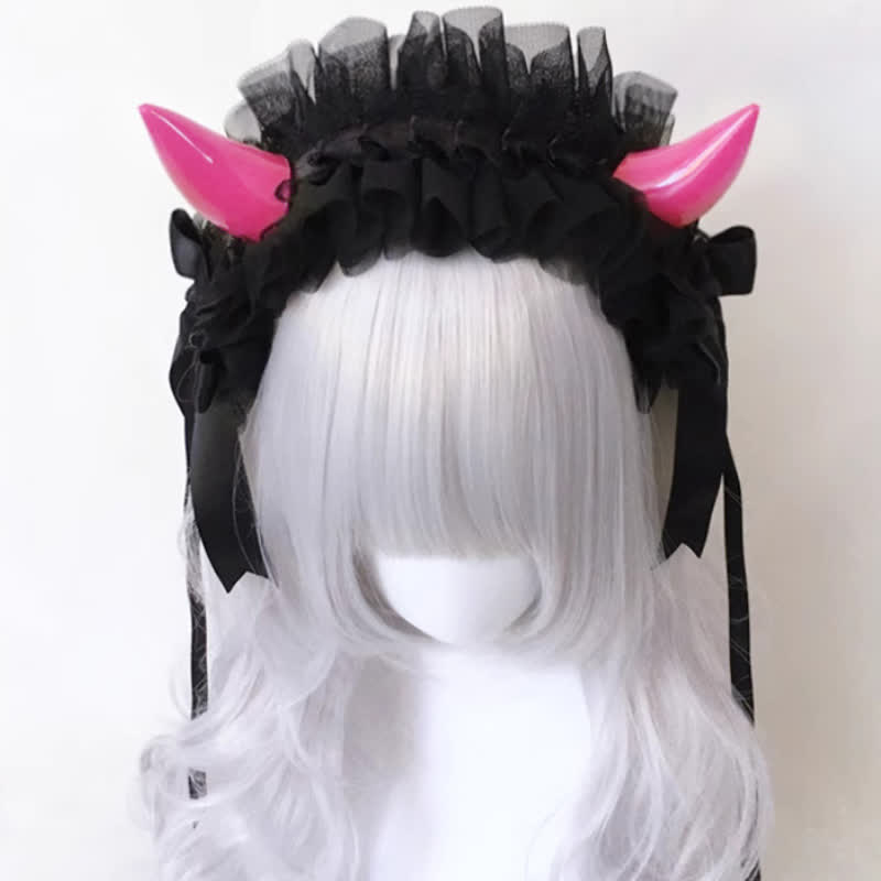 Dark Demon Horn Lace Hair Accessory modakawa