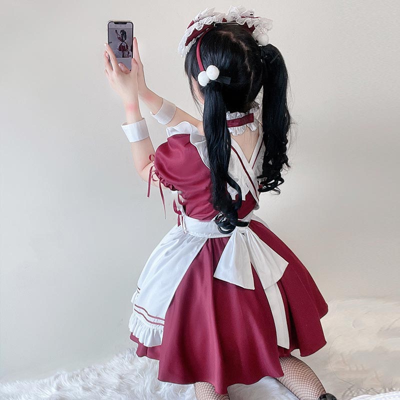 Lolita Seven Piece Ruffled Maid Dress modakawa