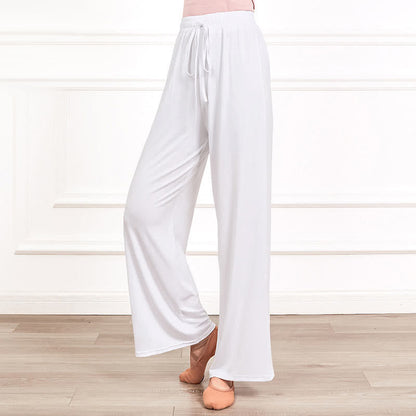 Elegant High Waist Lace Up Flowy Wide Leg Casual Pants modakawa