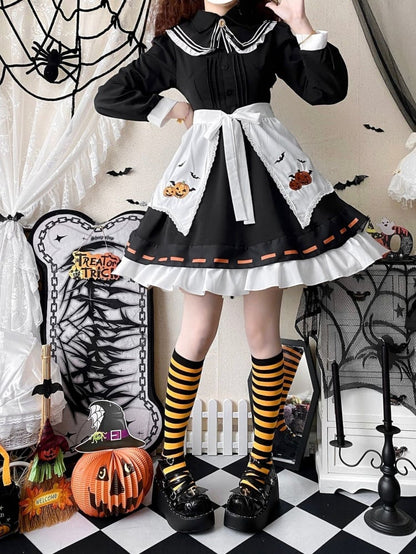 Halloween Lolita Witch Pumpkin Embroidery Dress Set mySite