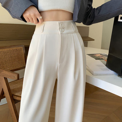 High Waist Wide Leg Double Button Drape Suit Pants modakawa