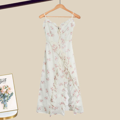 Elegant Cardigan Floral Print Split Slip Dress Set modakawa