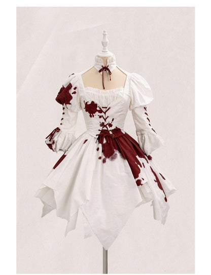 (Buy for me)Sing a lullaby for you~Romeo~Halloween Gothic Lolita Blood Stained Lolita OP S pale white 