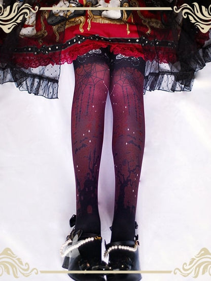 Spider Web Castle Halloween Tights Socks mySite