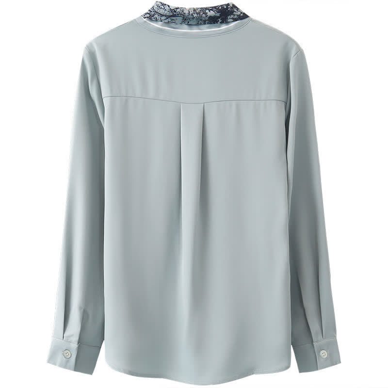 Classy V-neck Long Sleeve Chiffon Shirt modakawa