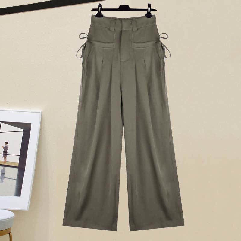 Vintage V-neck Crop Top Draw String Cargo Pants modakawa