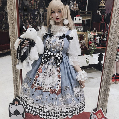 Princess Print Bow Lolita Suspender Dress Modakawa