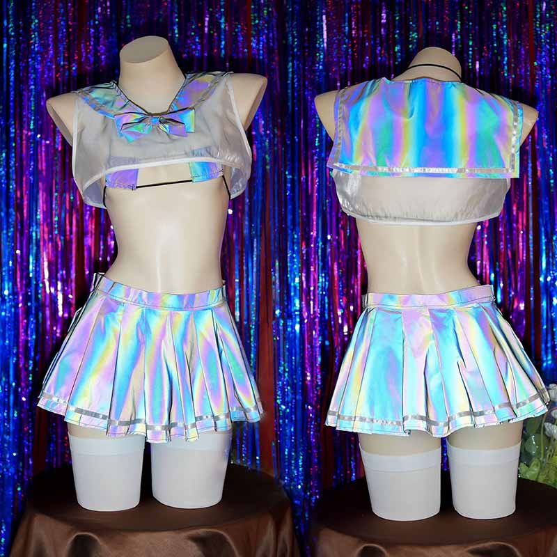 Laser Reflective Sailor Collat JK Uniform Lingerie Set modakawa