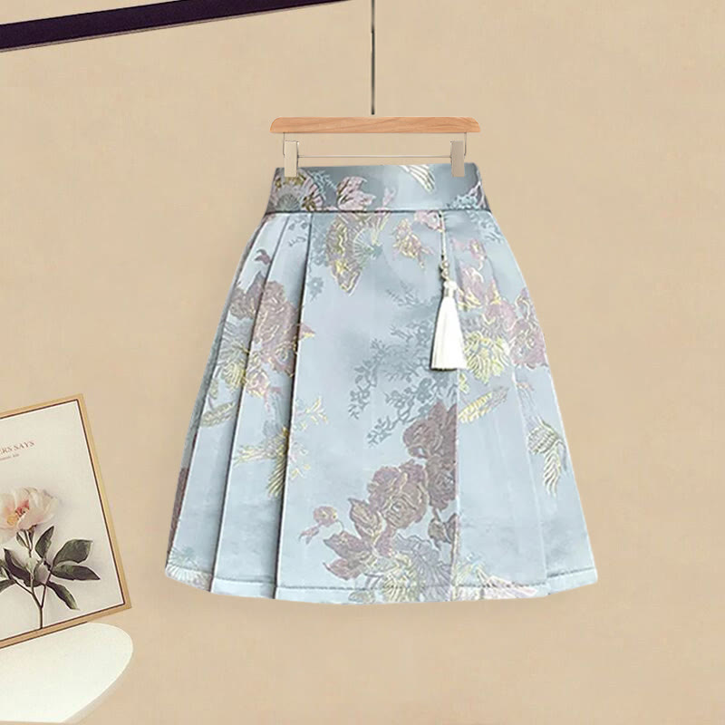 Sweet Print T-Shirt High Waist Pleated Skirt modakawa