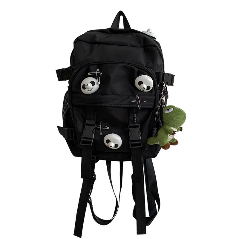 Black Panda Pin Backpack Crossbody Bag Modakawa