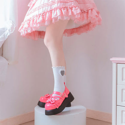 Cartoon Bear Polka Dot Bow Knot Platform Lolita Shoes modakawa