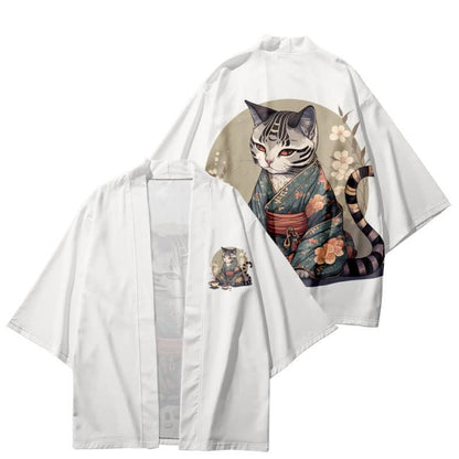 Cute Cat Warriors Print Cardigan Kimono Outerwear modakawa