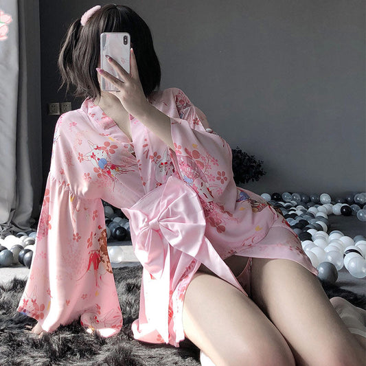 Sakura Mice Print Kimono Bathrobe Modakawa