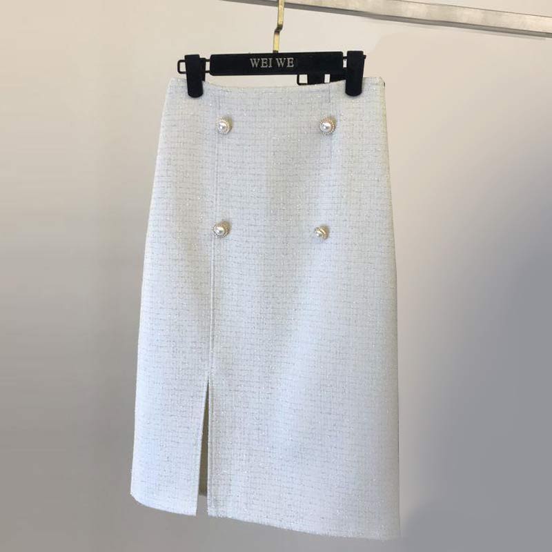 Classy Button Front Split Skirt Modakawa