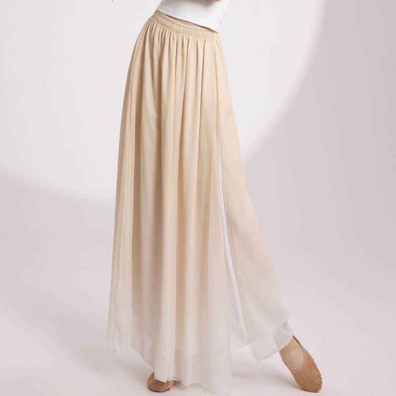 Gradient Color Chiffon Flowy Split Wide Leg Pants modakawa