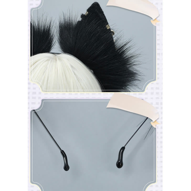 Black Star Moon Chain Fox Ears Furry Headband modakawa