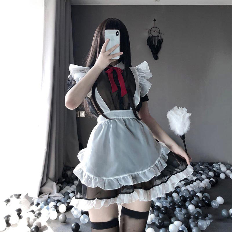 Kawaii Sexy Maid Apron Stockings Lingerie Dress Modakawa