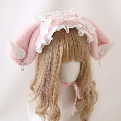 Sweet Bowknot Cross Decor Lolita Plush Hat modakawa