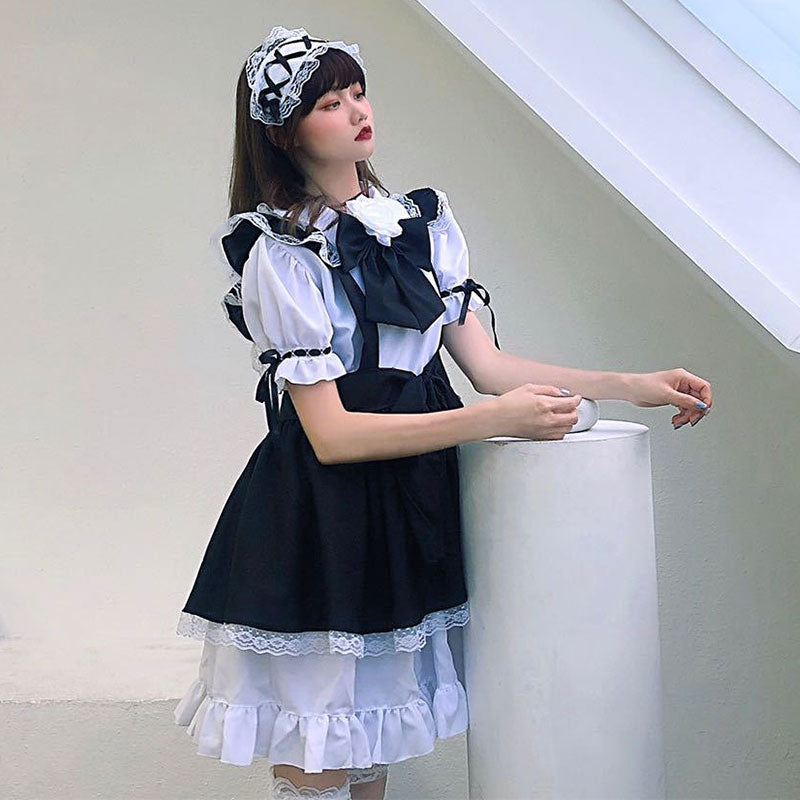 Gothic Bow Tie Lolita Maid Costume Dress Modakawa