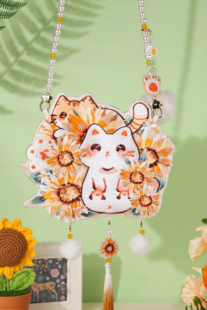 Multi-Color Sunflower Cat Crossbody Bag SpreePicky