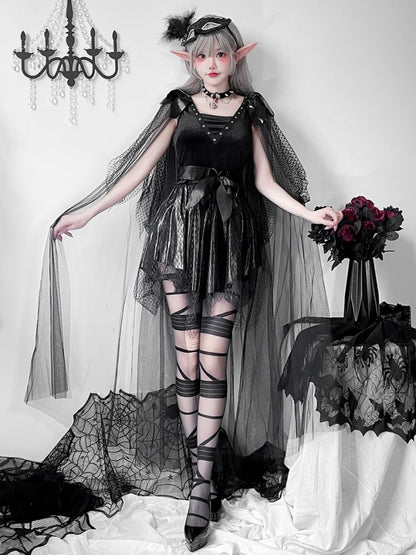 Halloween Black Dark Goth Dress Lace Costume mySite