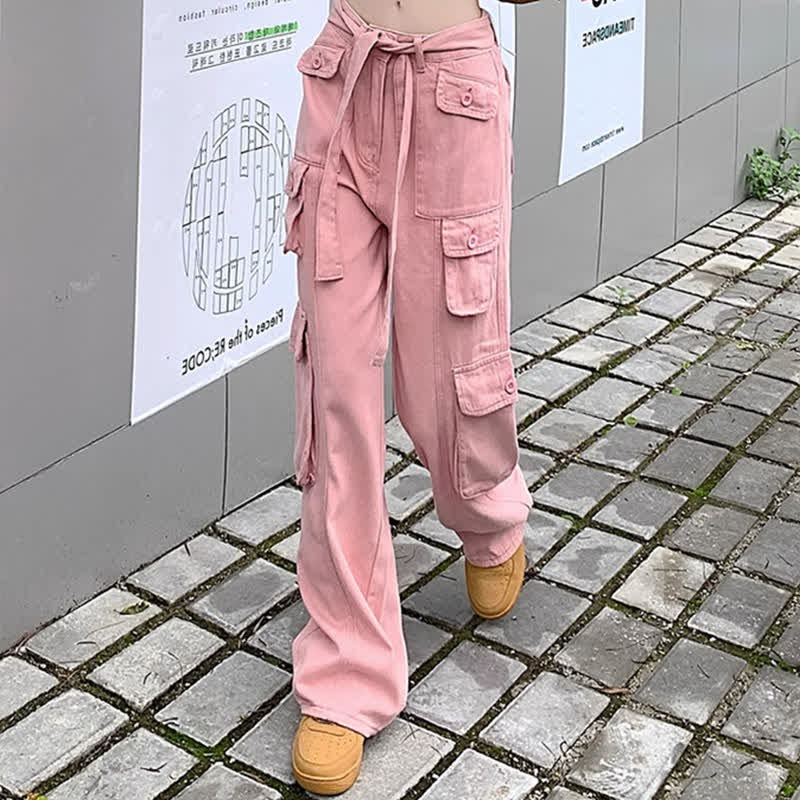 Vintage Love Heart Crop T-Shirt Pink Cargo Pants modakawa