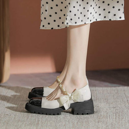 Sweet Lolita Bow Knot Platform Mary Janes Shoes Modakawa