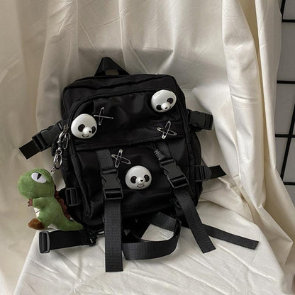 Black Panda Pin Backpack Crossbody Bag Modakawa