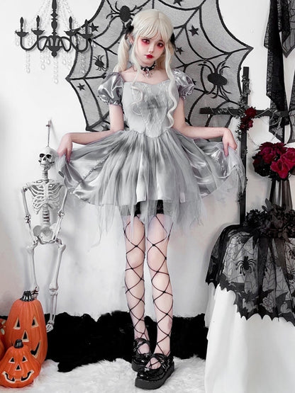 Halloween Gray Puff Sleeves Dress Costume mySite