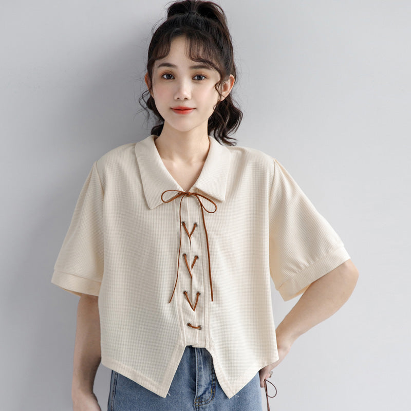 Casual Straps Bow Polo T-Shirt modakawa