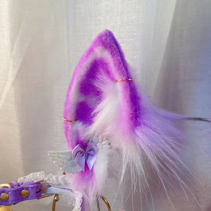 Purple Furry Fox Ears Tail Paw Headband Accessory Modakawa