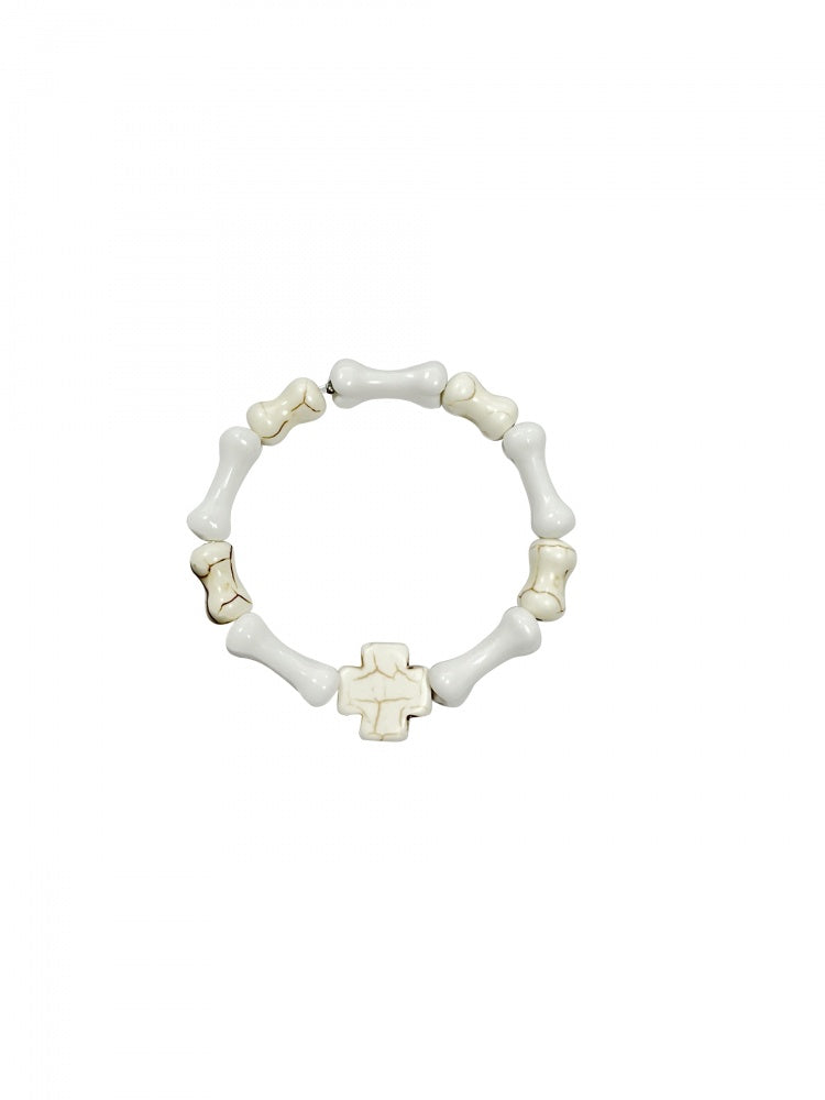 Halloween White Punk Cross Bones Bracelet mySite