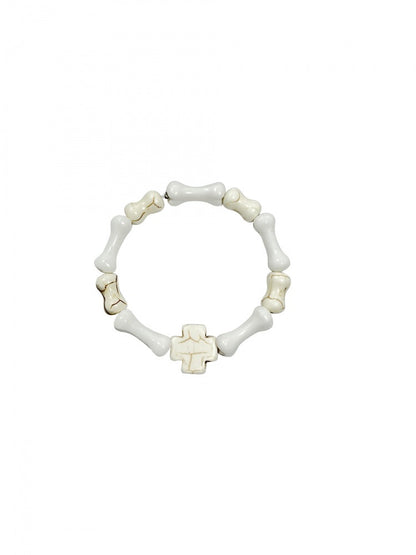 Halloween White Punk Cross Bones Bracelet mySite