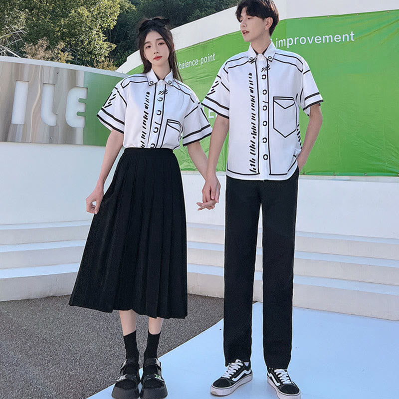 Couple Grafitti Print T-Shirt Skirt Pants modakawa