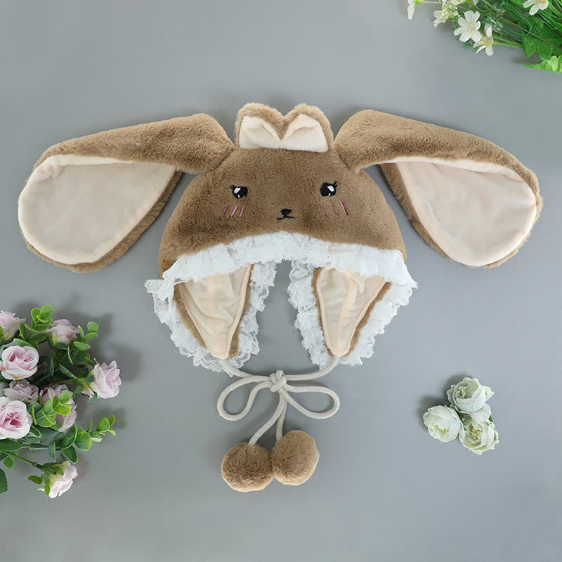 Cartoon Bunny Bear Ears Lace Lolita Plush Hat modakawa