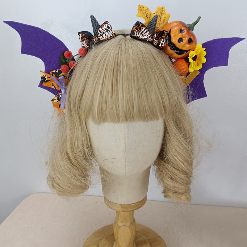 Pumpkin Bat Wings Headband Halloween Hair Accessory modakawa