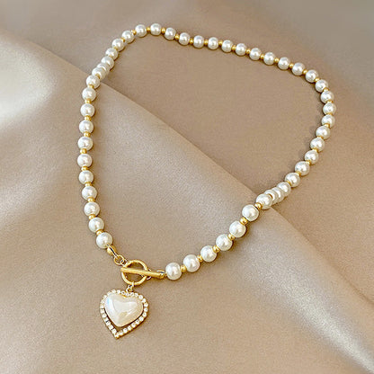 Elegant Heart Pearl Necklace SpreePicky