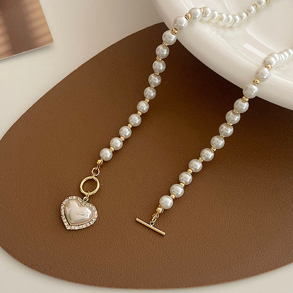 Elegant Heart Pearl Necklace SpreePicky