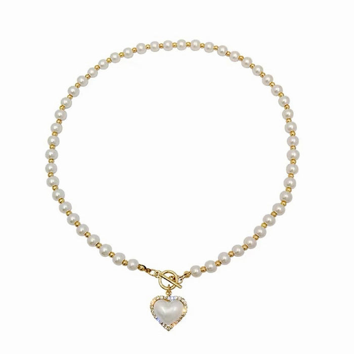 Elegant Heart Pearl Necklace SpreePicky