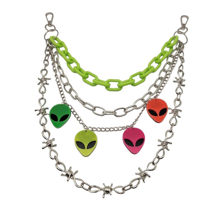 Colorful Alien Pant Chain Belt Boogzel Clothing