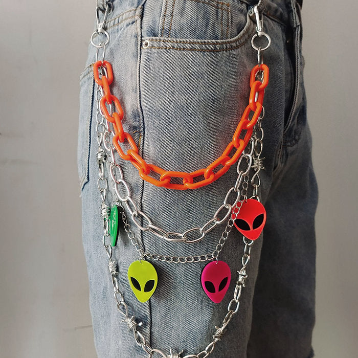 Colorful Alien Pant Chain Belt Boogzel Clothing